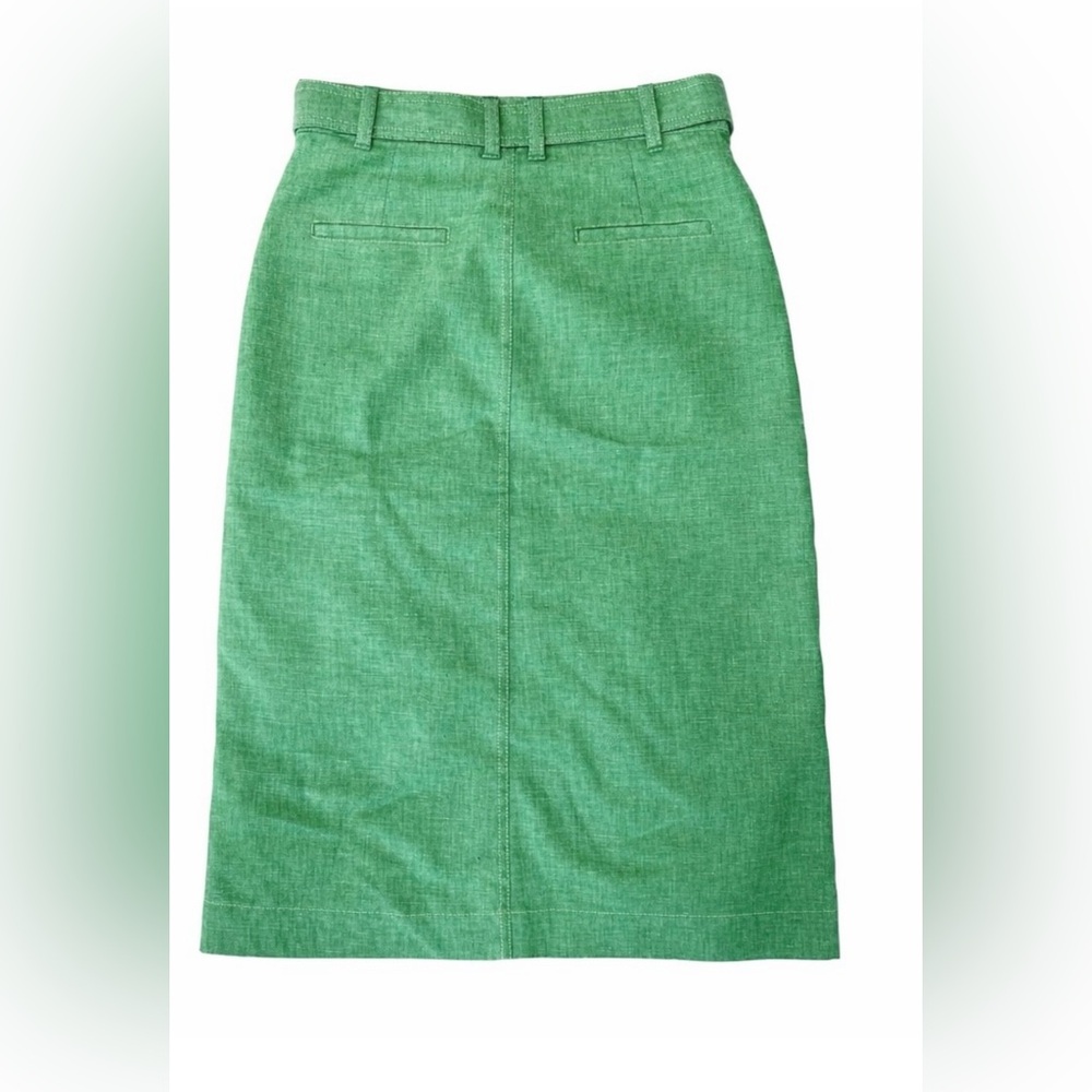 J.Crew Green Linen Blend Button Front Midi Skirt 6 casual spring skirt - Picture 5 of 9
